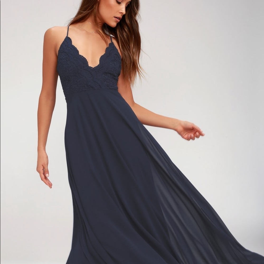 Lulus Navy Blue Crochet Dress (madalyn)